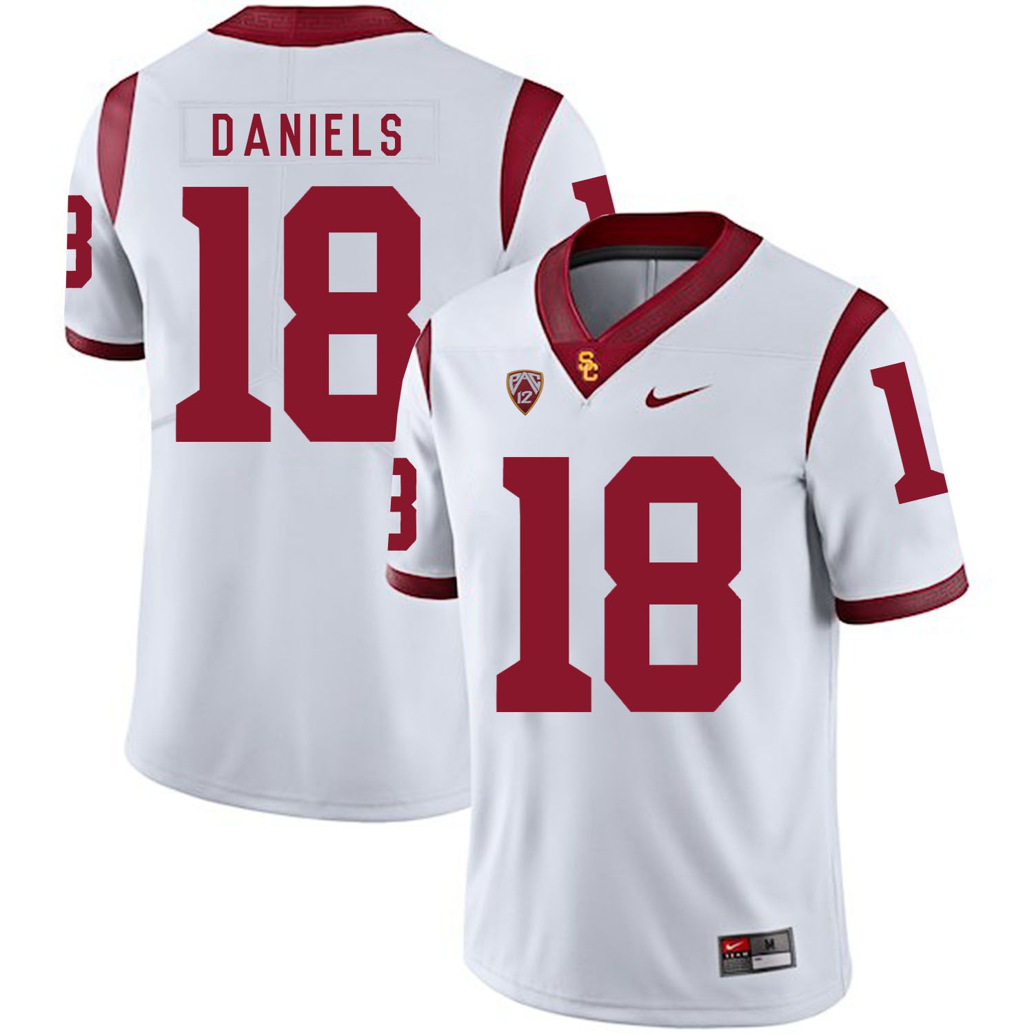 Men USC Trojans #18 Daniels White Customized NCAA Jerseys